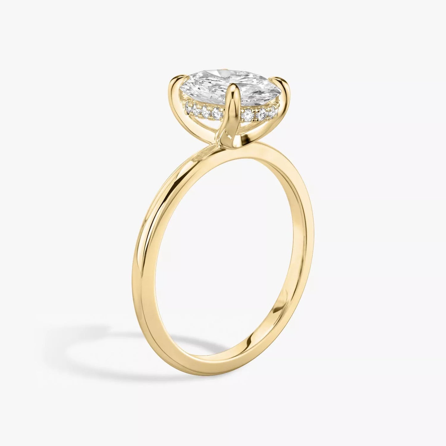 4 Carat Oval Cut Lab-Created Diamond Hidden Halo Engagement Ring in 14k Yellow Gold