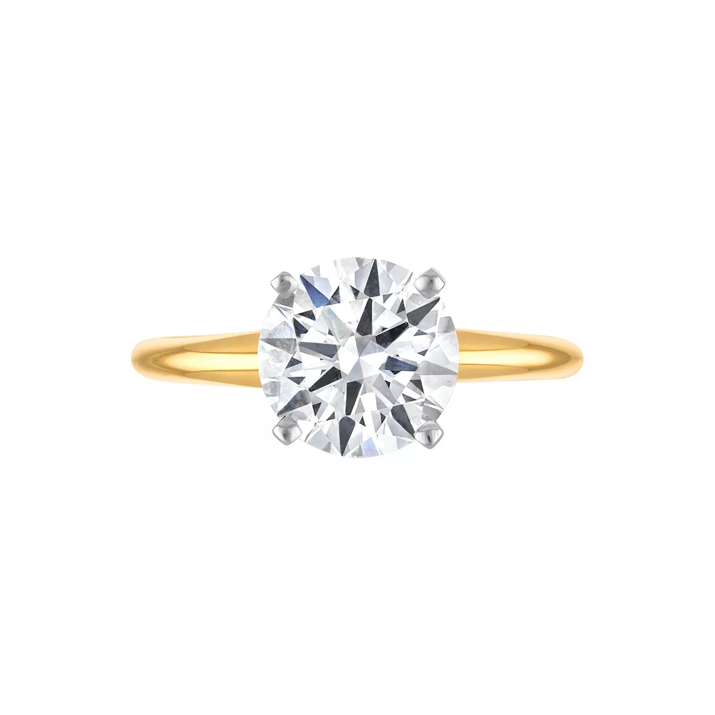 Certified Lab Grown Diamond Engagement Ring Round Cut in 14k Yellow or White Gold