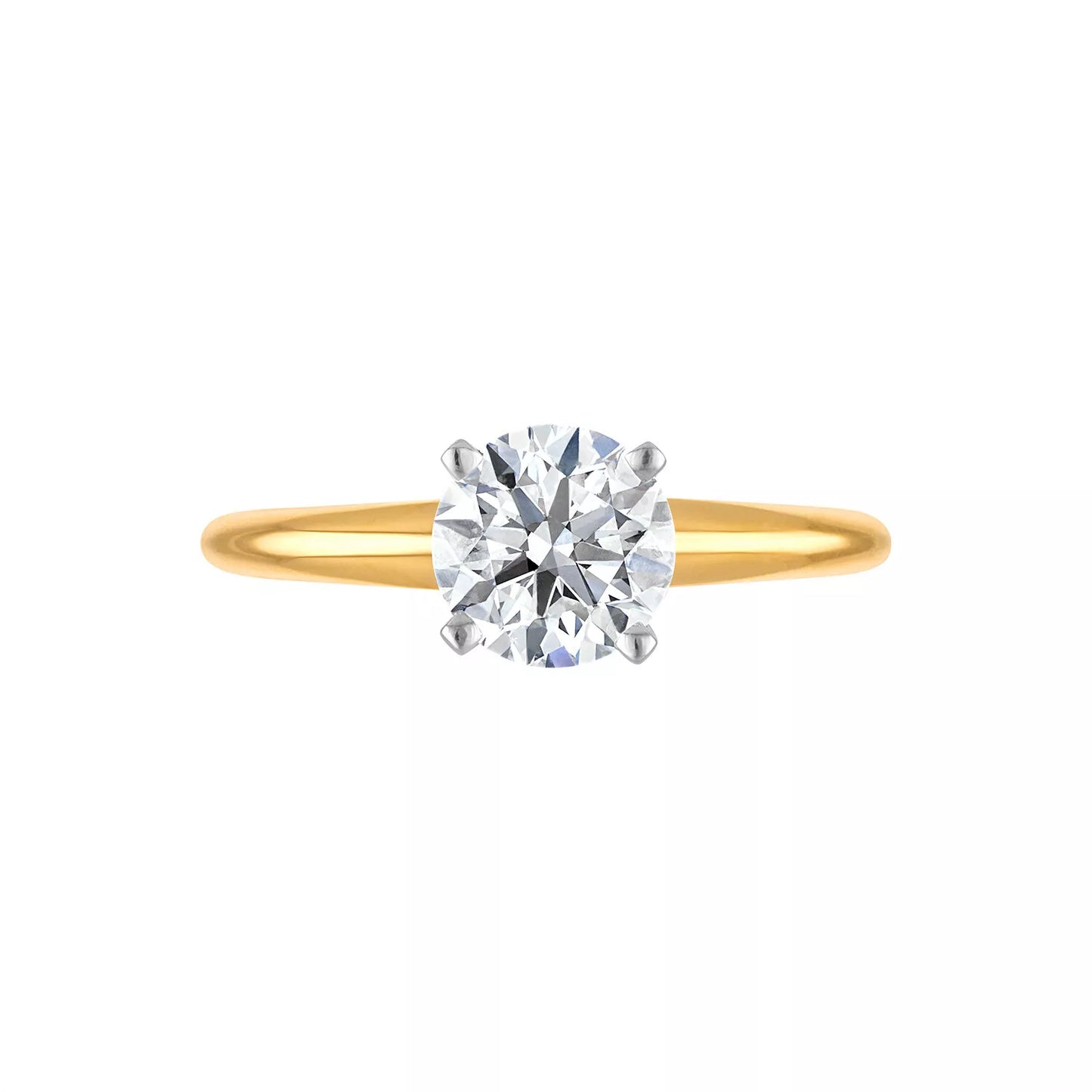 Certified Lab Grown Diamond Engagement Ring Round Cut in 14k Yellow or White Gold