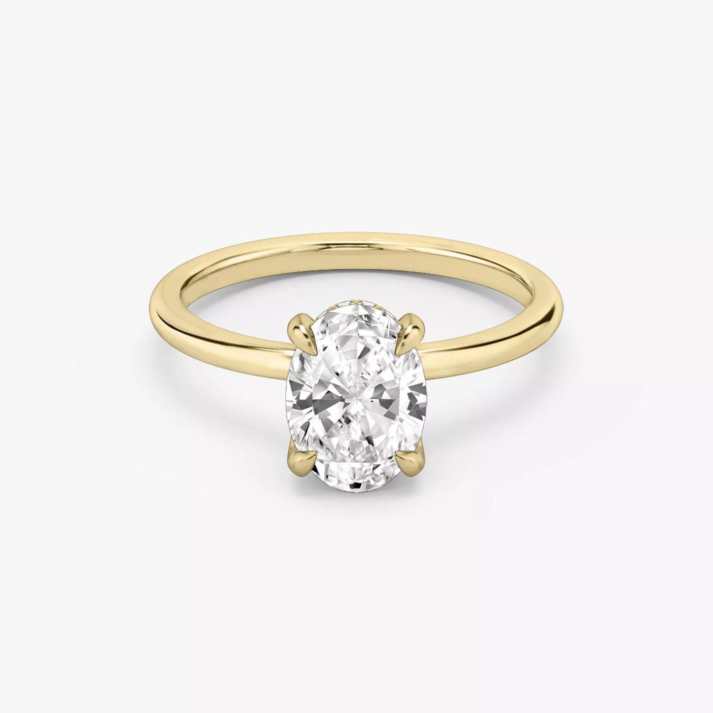4 Carat Oval Cut Lab-Created Diamond Hidden Halo Engagement Ring in 14k Yellow Gold