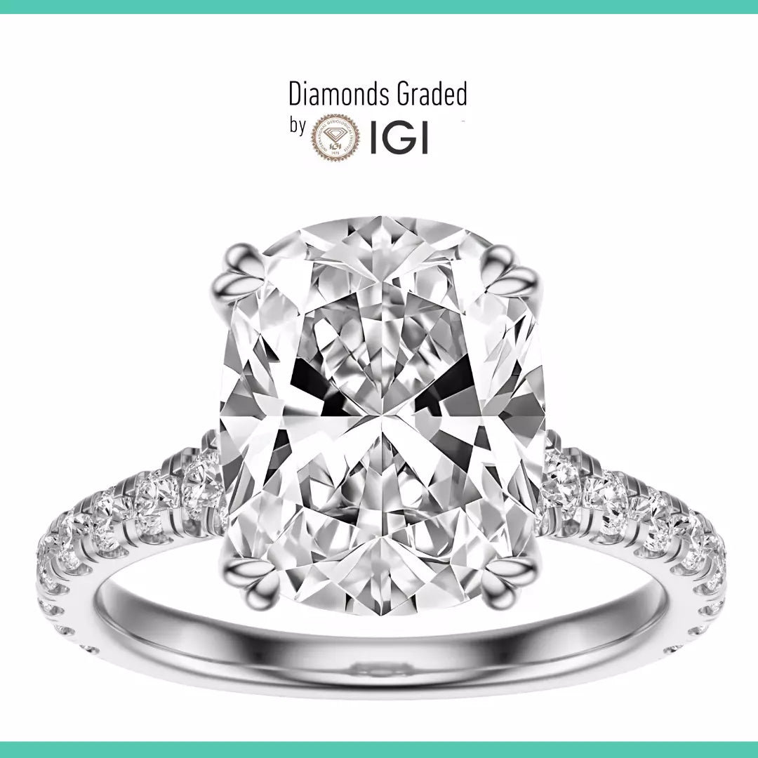 IGI Certified 2.40 Carat Cushion F VS2 Lab Grown Diamond Ring Platinum 900