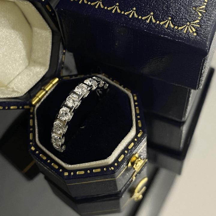 Silver Eternity 3 Carat Wedding Band – Round Brilliant Cut Lab Grown Diamond Ring with IGI Certificate - Future Jewelry