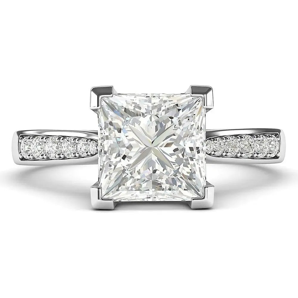 Simulated Diamond Princess Cut Ring in Sterling Silver - Future Jewelry