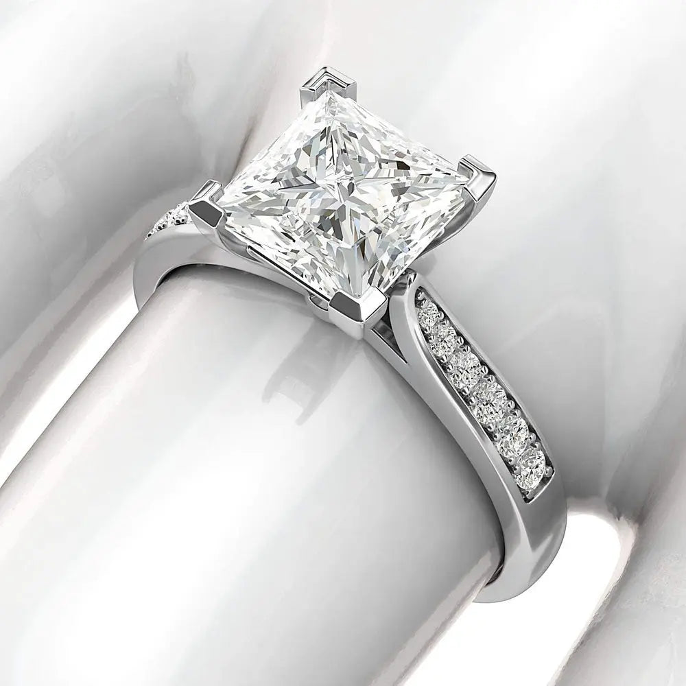 Simulated Diamond Princess Cut Ring in Sterling Silver - Future Jewelry
