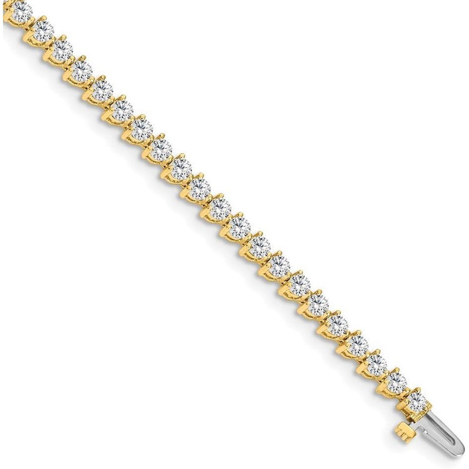 Solid 14k Yellow Gold Lab Grown Round Diamond Classic Tennis Bracelet (Width = 3mm) (4.32 cttw.) - Future Jewelry