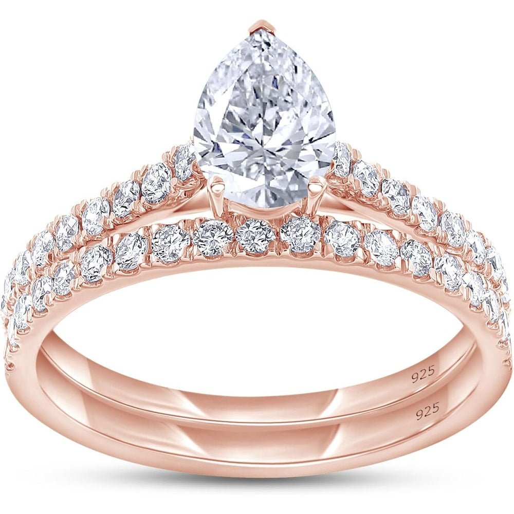 Solitaire Bridal Set Ring Lab Grown Diamond Engagement Wedding Ring For Women 14k Gold Over 925 Sterling Silver Jewelry Gifts For Her - Future Jewelry