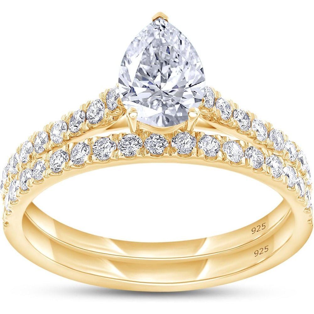 Solitaire Bridal Set Ring Lab Grown Diamond Engagement Wedding Ring For Women 14k Gold Over 925 Sterling Silver Jewelry Gifts For Her - Future Jewelry