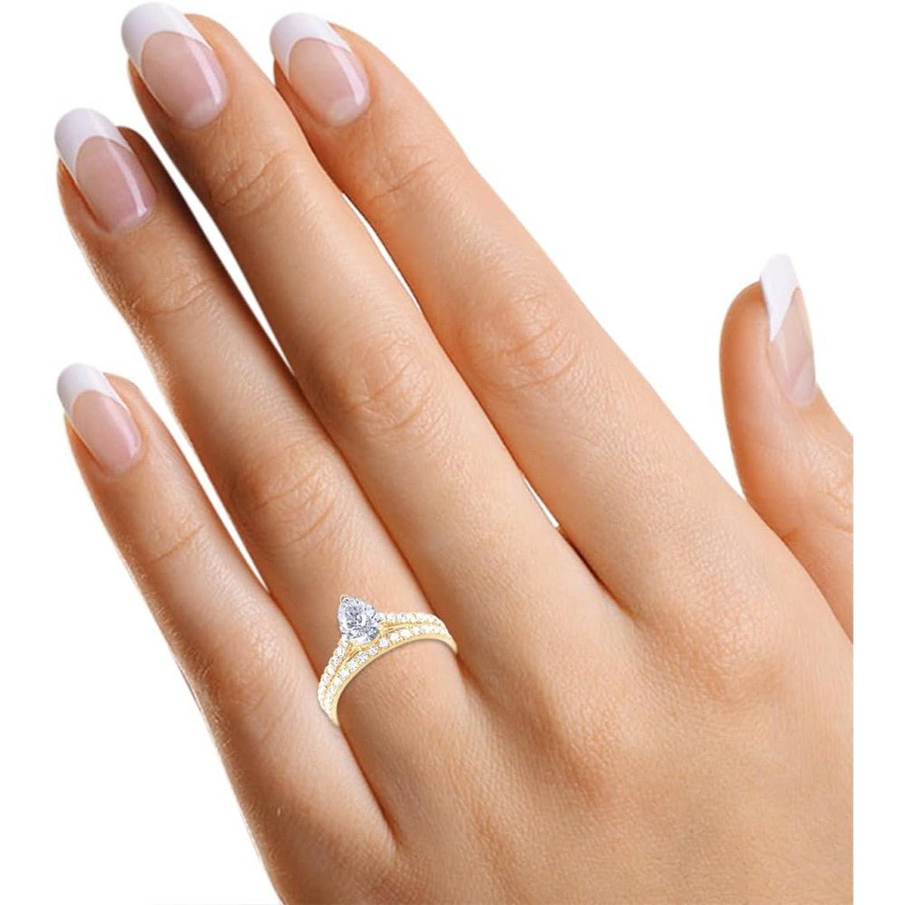 Solitaire Bridal Set Ring Lab Grown Diamond Engagement Wedding Ring For Women 14k Gold Over 925 Sterling Silver Jewelry Gifts For Her - Future Jewelry