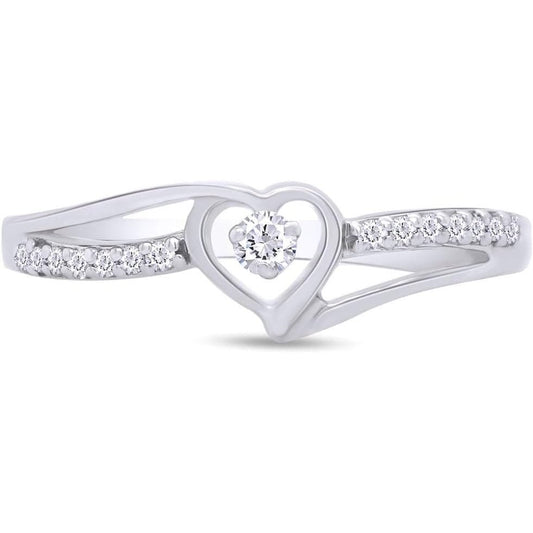 Split Shank Heart Bypass Promise Ring, Round Lab Grown Diamond Or Natural Diamond Engagement Ring for Women In 14k Gold Over Sterling Silver ( - Future Jewelry
