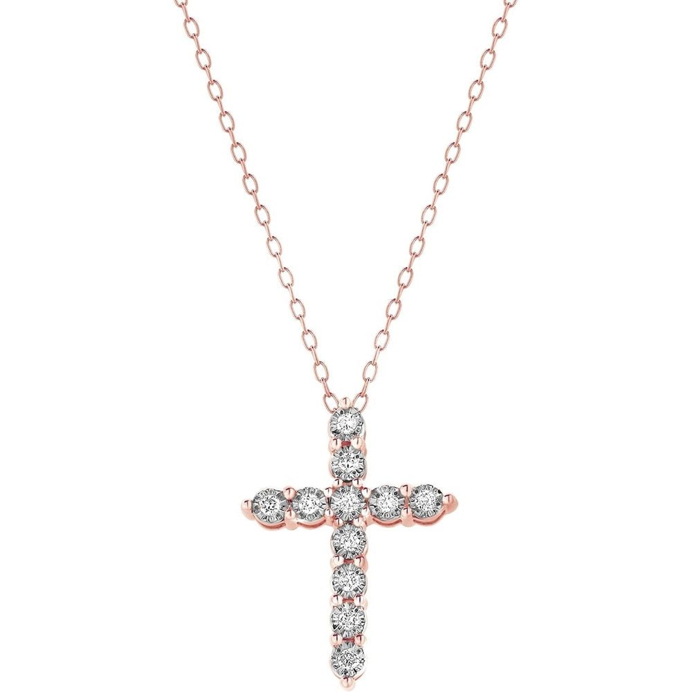 Sterling Silver 1/10 Carat Round Cut Lab Grown Diamond Cross Miracle Pendant Necklace for Women - Future Jewelry