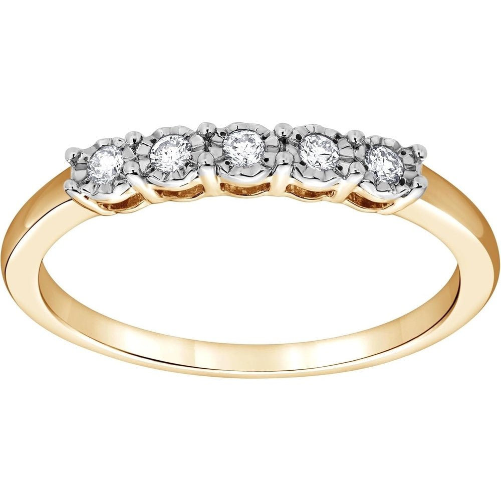 Sterling Silver 1/10 Carat Round Cut Lab Grown Diamond Five - Stone Band Ring for Women | (I - I1) | Fine Jewelry for Her | Gift Box Included - Future Jewelry