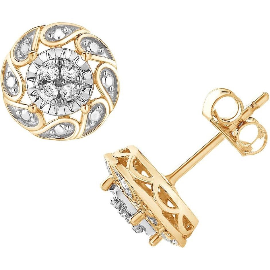 Sterling Silver 1/10 Carat Round Lab Grown Diamond Floral Stud Earrings for Women | (I - I1) | Fine Jewelry for Her | Gift Box Included - Future Jewelry