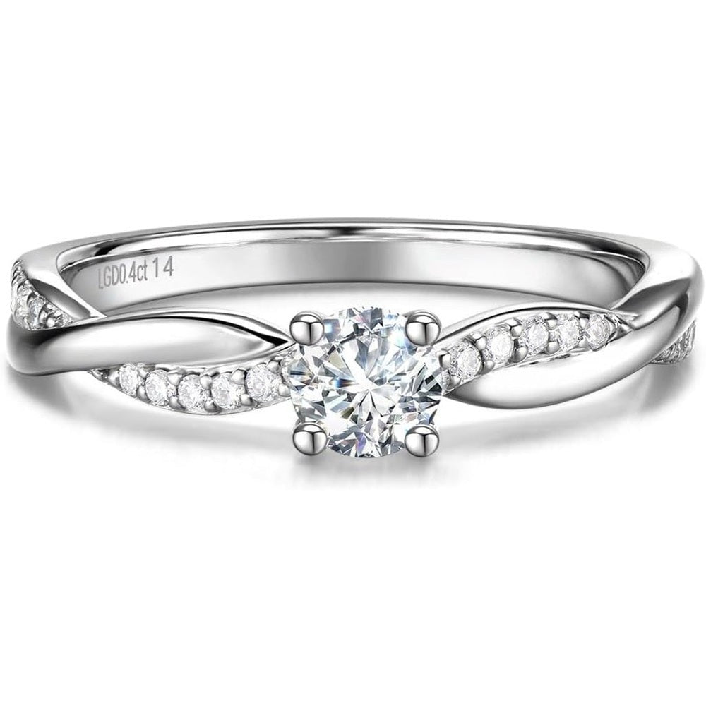 Symphony of Vows 0.4 - 1.14 Ct. Tw. Lab Grown Diamond Petite Twisted Vine Ring in Sterling Silver (0.3 - 1 Carat Main Stone) Engagement - Future Jewelry