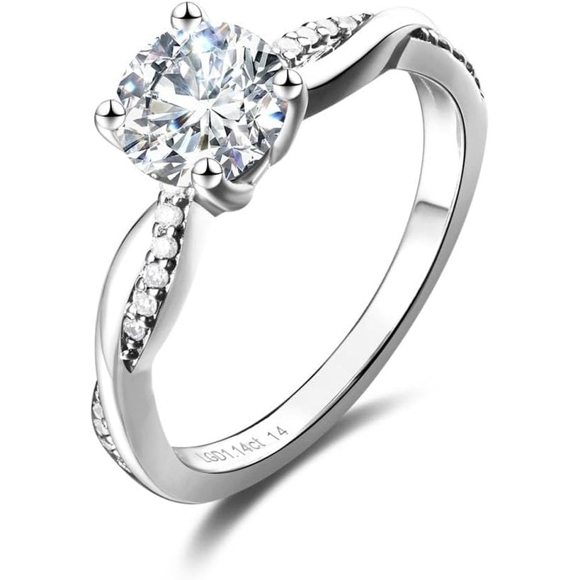 Symphony of Vows 0.4 - 1.14 Ct. Tw. Lab Grown Diamond Petite Twisted Vine Ring in Sterling Silver (0.3 - 1 Carat Main Stone) Engagement - Future Jewelry