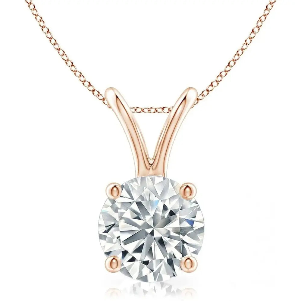 The Diamond Deal .25 - 1.00 Carat Round Brilliant Solitaire IGI Certifed Lab - Grown Diamond Solitaire Pendant Necklace | 14k Yellow or White or Rose/Pink Gold With 18" Gold Chain - Future Jewelry