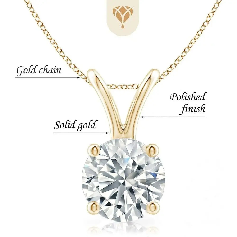 The Diamond Deal .25 - 1.00 Carat Round Brilliant Solitaire IGI Certifed Lab - Grown Diamond Solitaire Pendant Necklace | 14k Yellow or White or Rose/Pink Gold With 18" Gold Chain - Future Jewelry