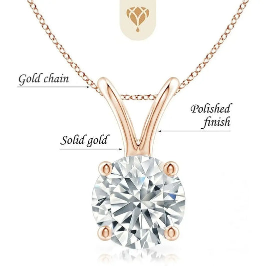 The Diamond Deal .25 - 1.00 Carat Round Brilliant Solitaire IGI Certifed Lab - Grown Diamond Solitaire Pendant Necklace | 14k Yellow or White or Rose/Pink Gold With 18" Gold Chain - Future Jewelry