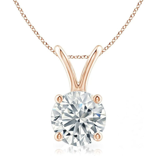 The Diamond Deal .25 - 1.00 Carat Round Brilliant Solitaire IGI Certifed Lab - Grown Diamond Solitaire Pendant Necklace | 14k Yellow or White or Rose/Pink Gold With 18" Gold Chain - Future Jewelry