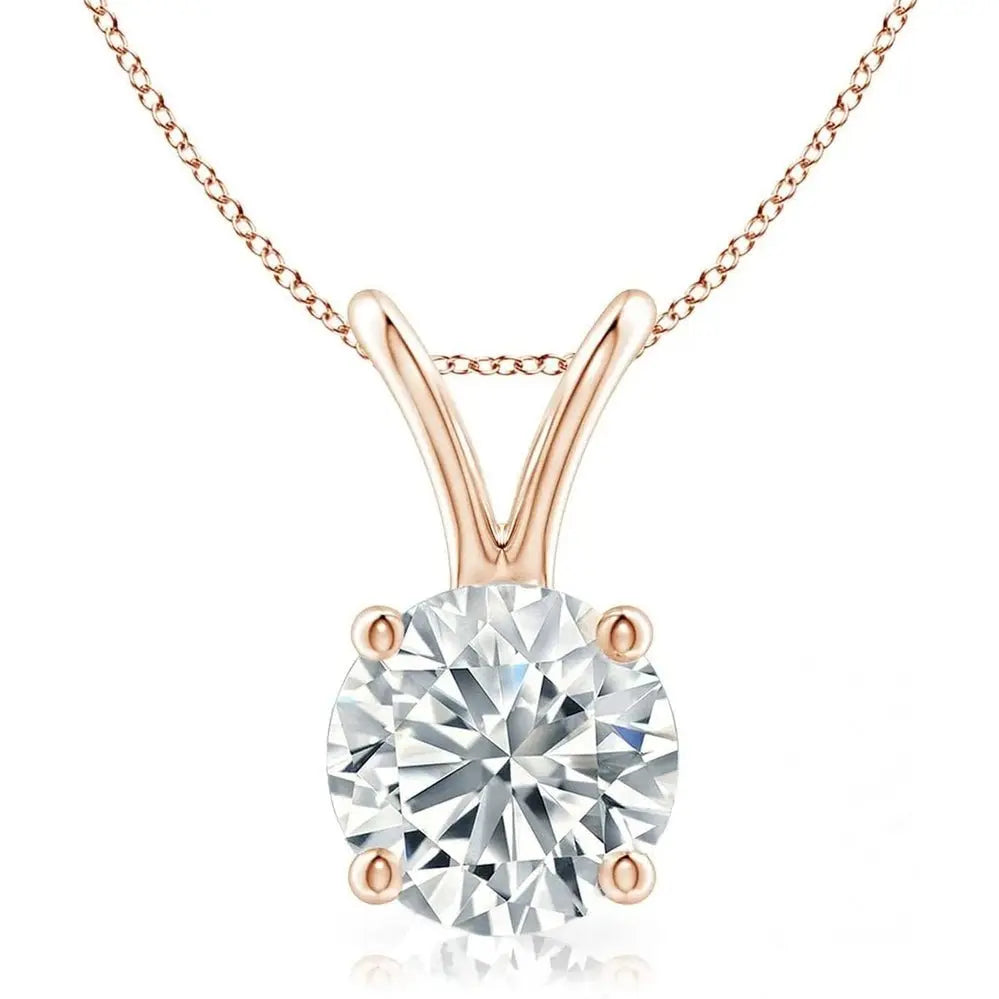 The Diamond Deal .25 - 1.00 Carat Round Brilliant Solitaire IGI Certifed Lab - Grown Diamond Solitaire Pendant Necklace | 14k Yellow or White or Rose/Pink Gold With 18" Gold Chain - Future Jewelry