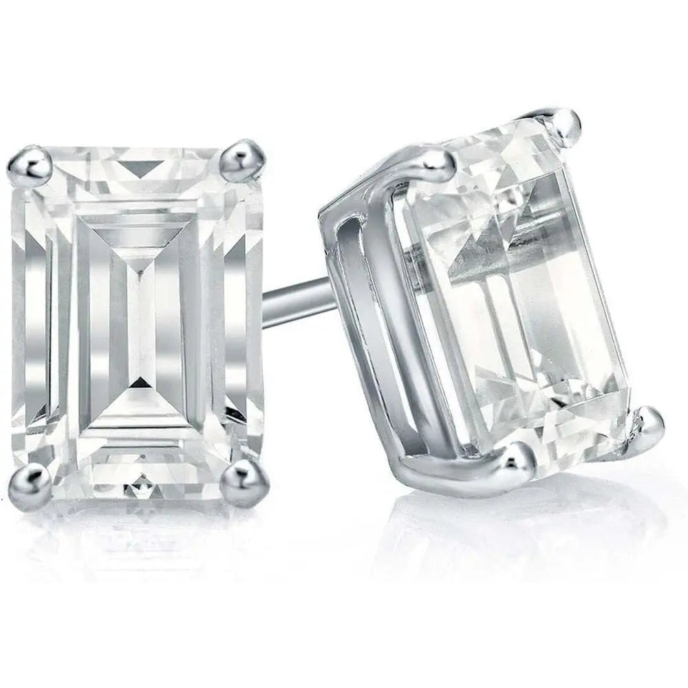 The Diamond Deal IGI Certified 1.00 to 5.00 Carat Emerald Shape Lab - Grown Diamond 4 - Prong Stud Earrings in 14k Yellow - Future Jewelry