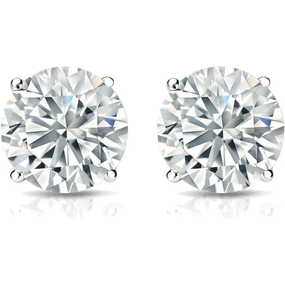 The Diamond Deal IGI Certified .50 to 5.00 Carat Round Brilliant Lab - Grown Diamond 4 - Prong Stud Earrings in 14k Yellow, White or Rose Gold With Push Back Closure - Future Jewelry