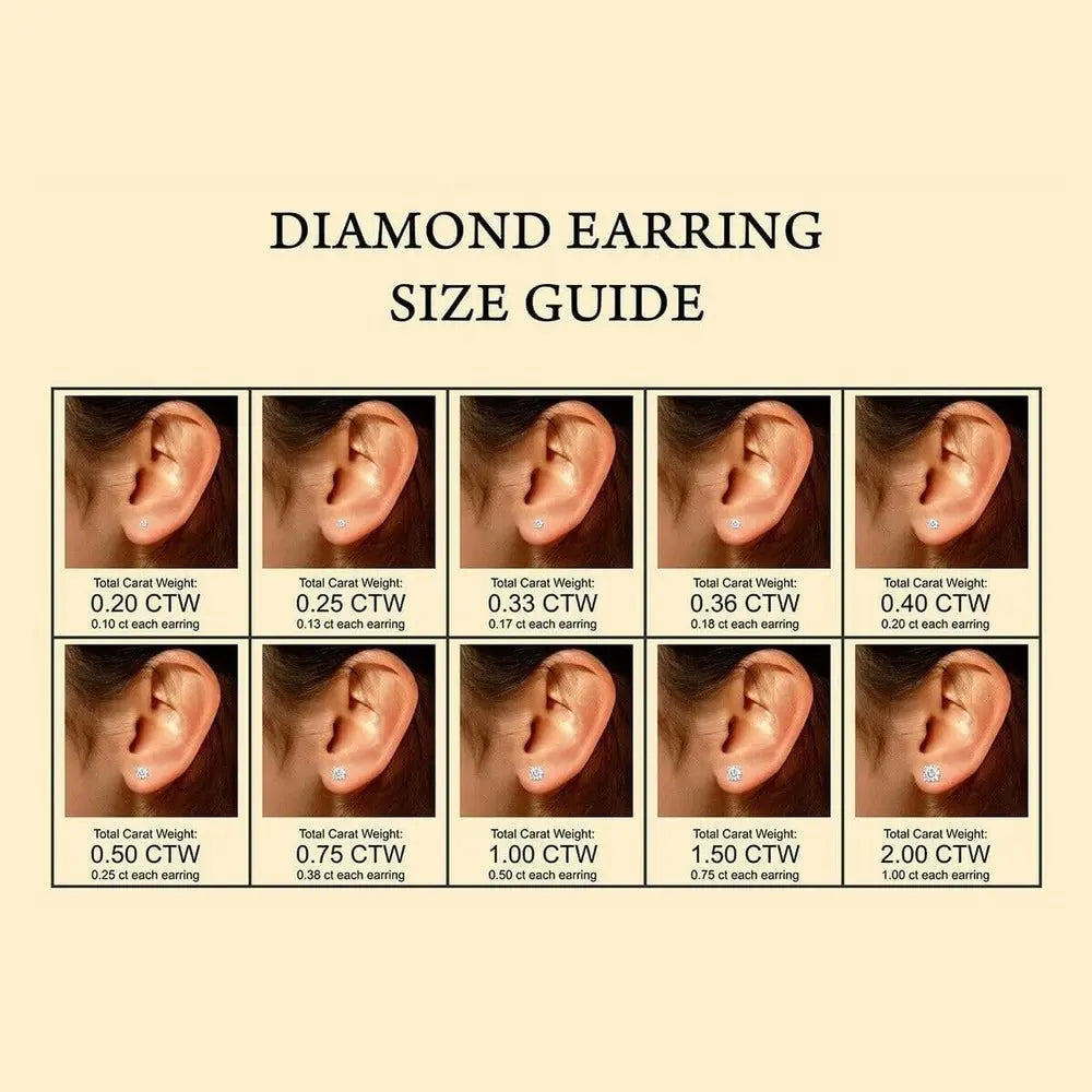 The Diamond Deal IGI Certified .50 to 5.00 Carat Round Brilliant Lab - Grown Diamond 4 - Prong Stud Earrings in 14k Yellow, White or Rose Gold With Push Back Closure - Future Jewelry