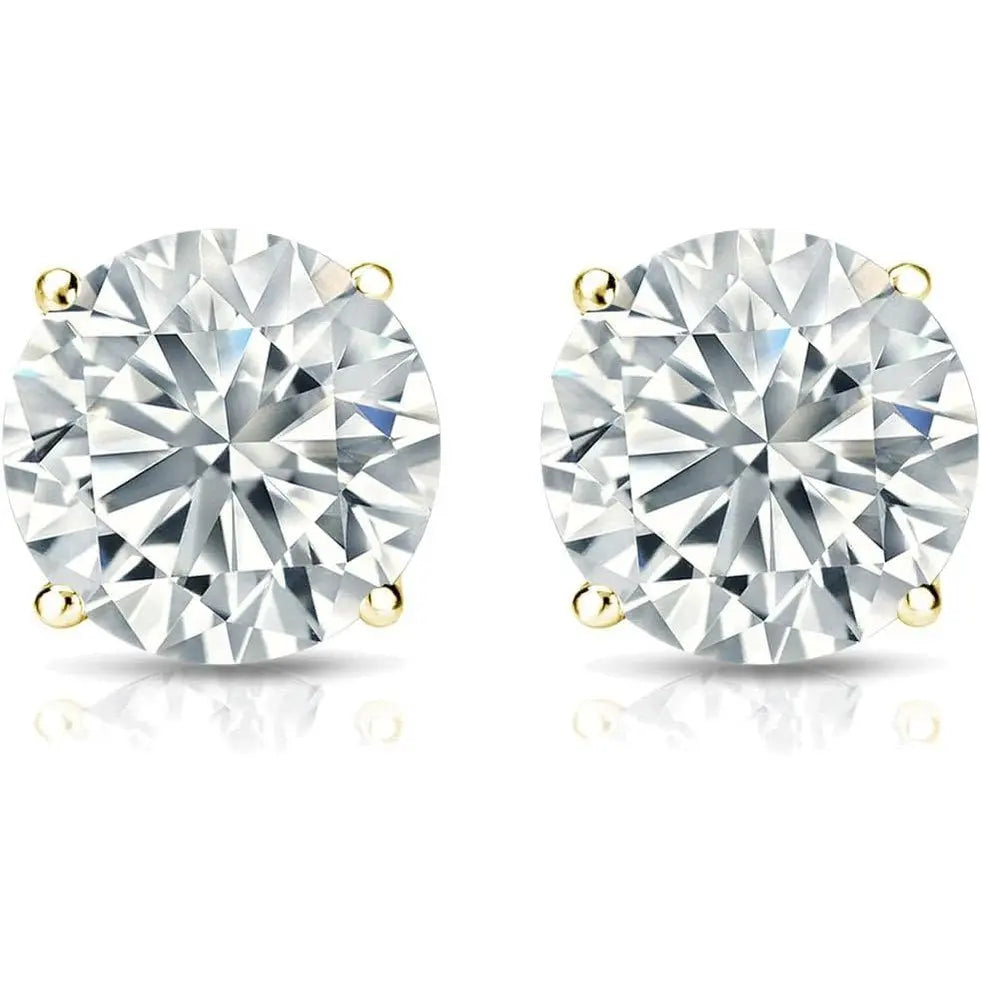 The Diamond Deal IGI Certified .50 to 5.00 Carat Round Brilliant Lab - Grown Diamond 4 - Prong Stud Earrings in 14k Yellow, White or Rose Gold With Push Back Closure - Future Jewelry
