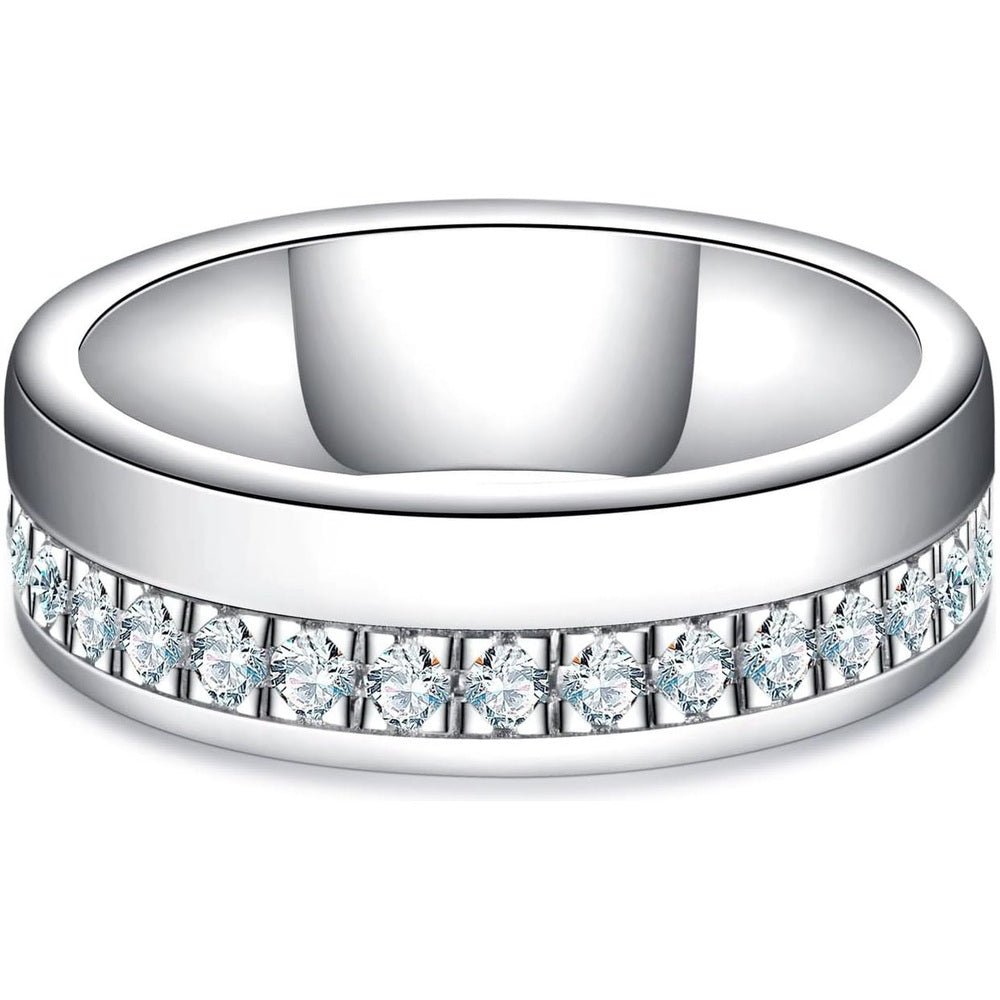 The Orion Band – D Color VVS1 Lab Grown Diamond Half Eternity Ring for Men in 14K White Gold - Future Jewelry