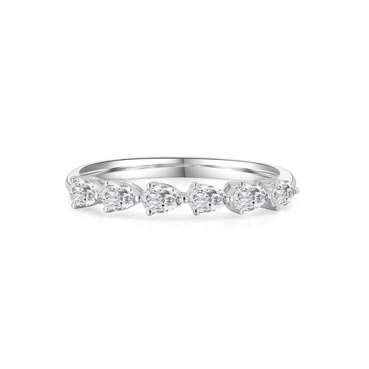 The Pear Elegance Ring in 18K White Gold Diamond Eternity Band - Future Jewelry