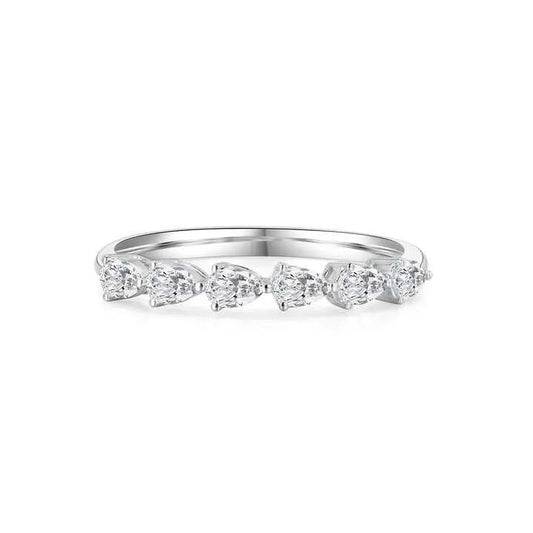 The Pear Elegance Ring in 18K White Gold Diamond Eternity Band - Future Jewelry