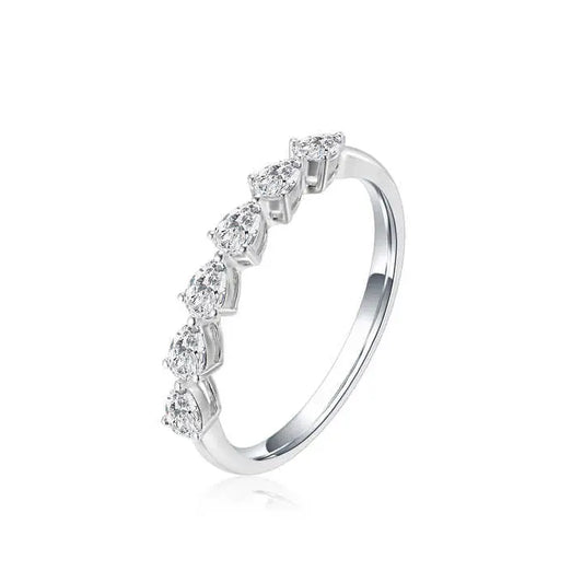 The Pear Elegance Ring in 18K White Gold Diamond Eternity Band - Future Jewelry