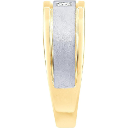 Two - Tone Bezel - Set 1/5 Carat Princess Cut Men's Wedding Band in 14K Yellow Gold | Fine Jewelry for Husband | Gift Box Included - Future Jewelry