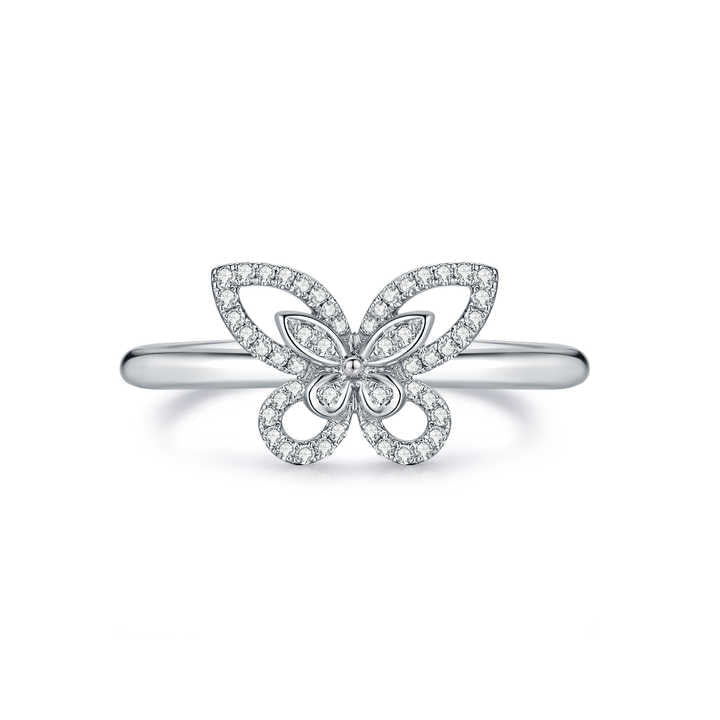 White Gold Lab Created Diamond Butterfly Engagement Ring - Future Jewelry