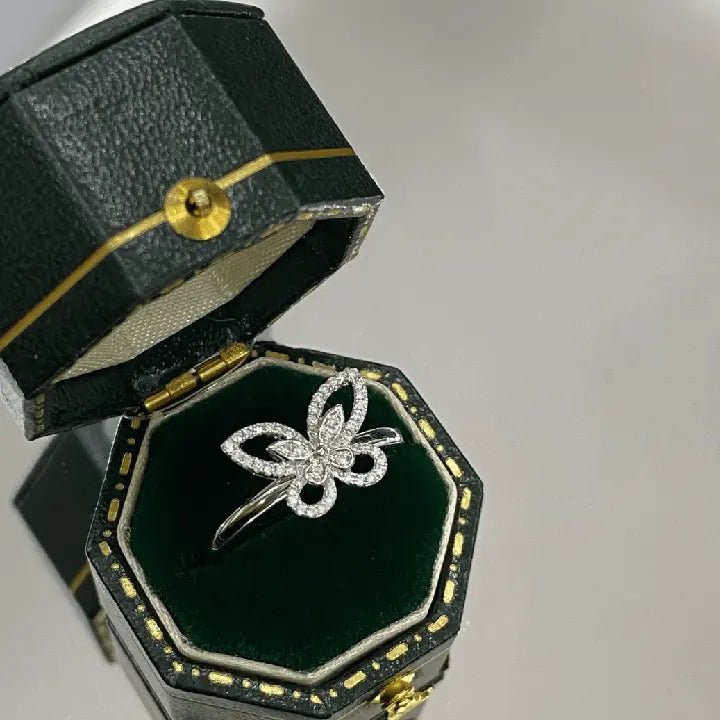 White Gold Lab Created Diamond Butterfly Engagement Ring - Future Jewelry