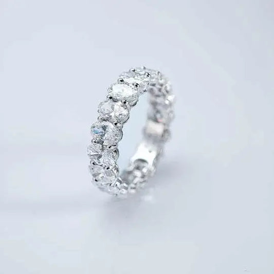 White Gold Oval Cut Lab Grown Diamond Eternity Ring for Women - Future Jewelry
