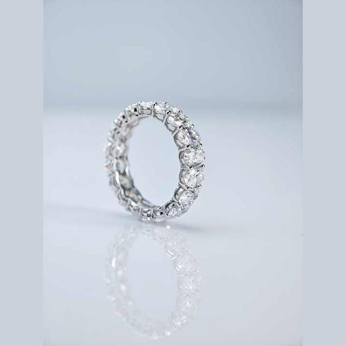 White Gold Oval Cut Lab Grown Diamond Eternity Ring for Women - Future Jewelry