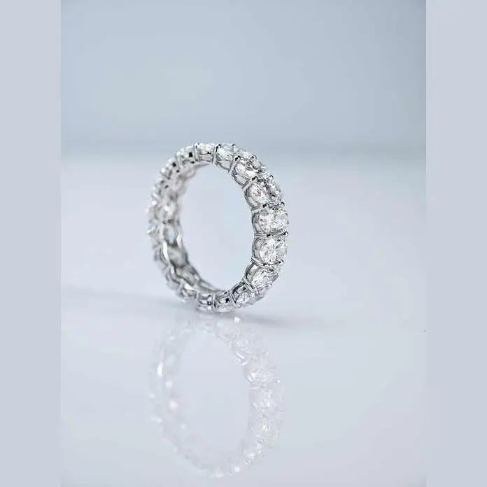 White Gold Oval Cut Lab Grown Diamond Eternity Ring for Women - Future Jewelry