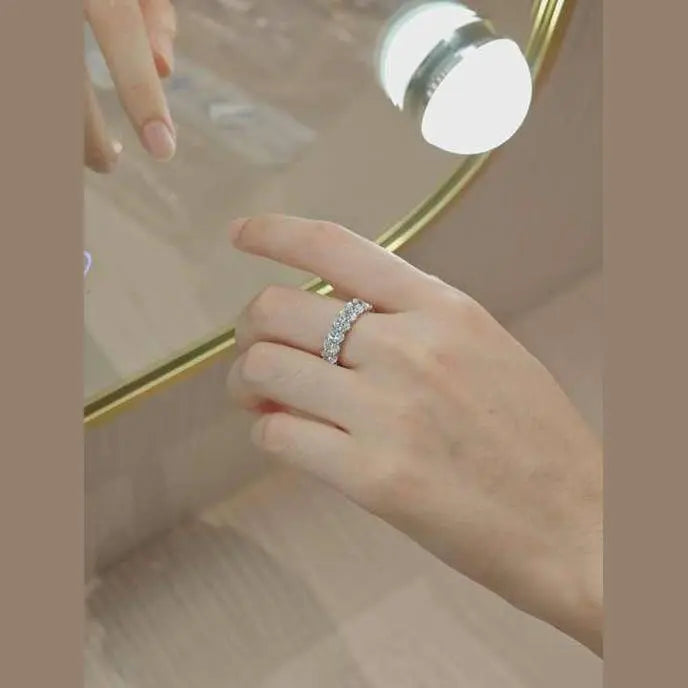 White Gold Oval Cut Lab Grown Diamond Eternity Ring for Women - Future Jewelry