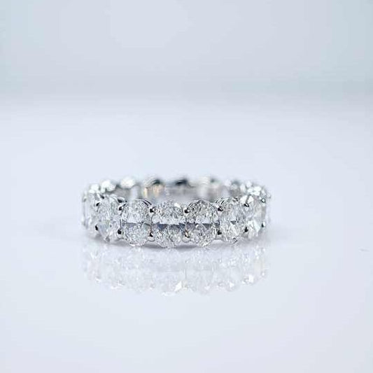 White Gold Oval Cut Lab Grown Diamond Eternity Ring for Women - Future Jewelry