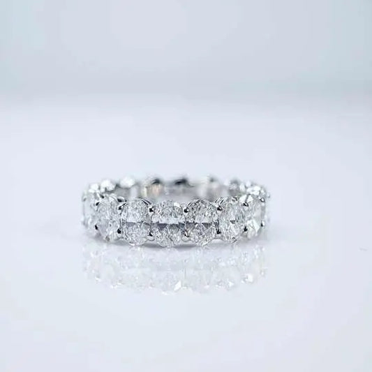 White Gold Oval Cut Lab Grown Diamond Eternity Ring for Women - Future Jewelry