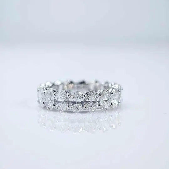 White Gold Oval Cut Lab Grown Diamond Eternity Ring for Women - Future Jewelry