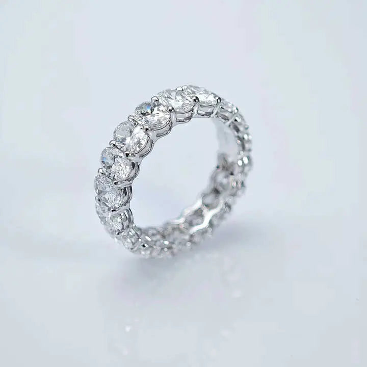 White Gold Oval Cut Lab Grown Diamond Eternity Ring for Women - Future Jewelry