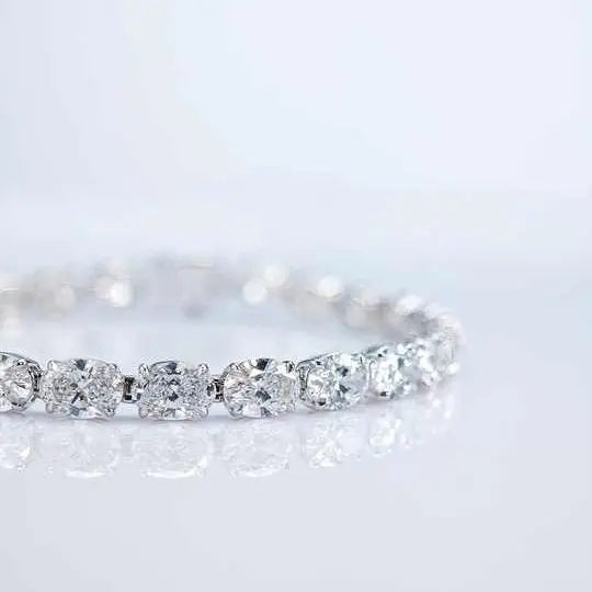 White Gold Oval Cut Lab Grown Diamond Tennis Chain - Future Jewelry