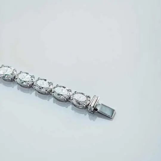 White Gold Oval Cut Lab Grown Diamond Tennis Chain - Future Jewelry