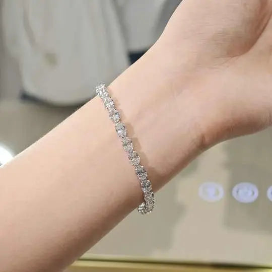 White Gold Oval Cut Lab Grown Diamond Tennis Chain - Future Jewelry