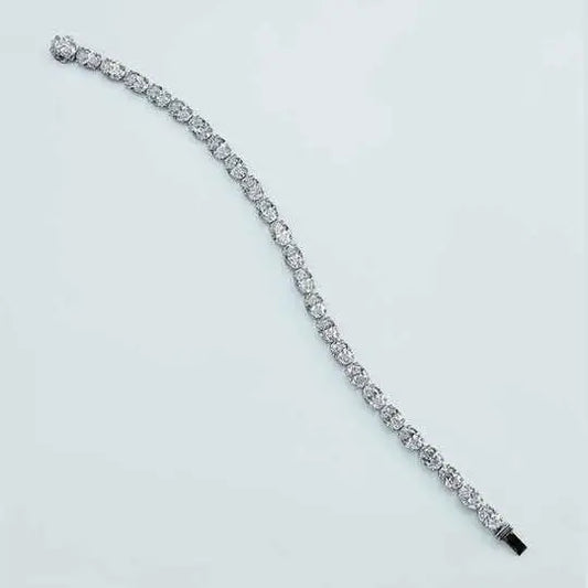 White Gold Oval Cut Lab Grown Diamond Tennis Chain - Future Jewelry
