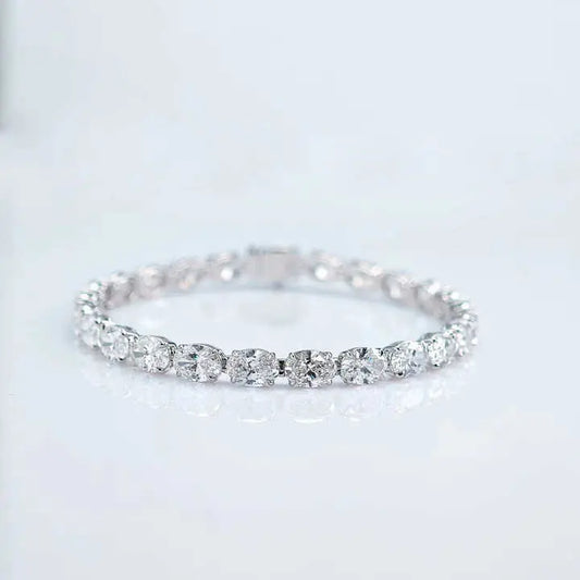 White Gold Oval Cut Lab Grown Diamond Tennis Chain - Future Jewelry
