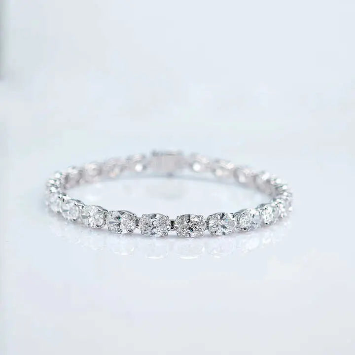 White Gold Oval Cut Lab Grown Diamond Tennis Chain - Future Jewelry