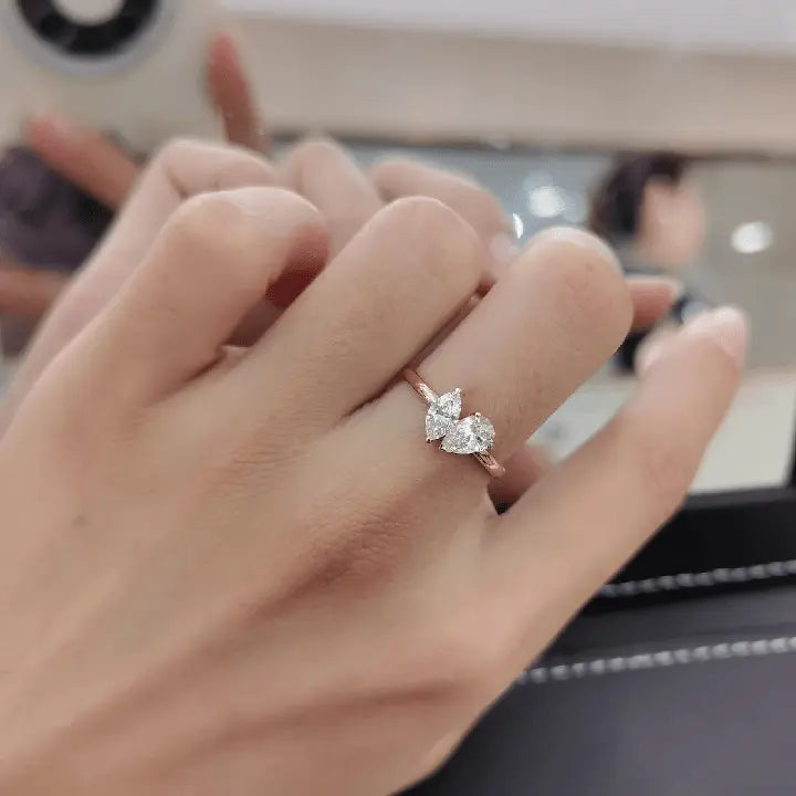 Yellow Gold Double Diamond Pear & Marquise Eternity Ring - Future Jewelry