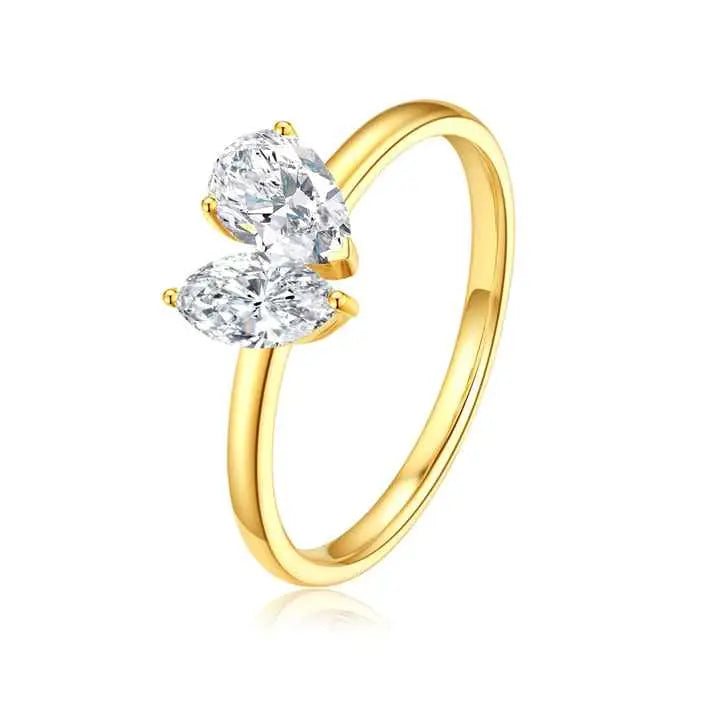 Yellow Gold Double Diamond Pear & Marquise Eternity Ring - Future Jewelry